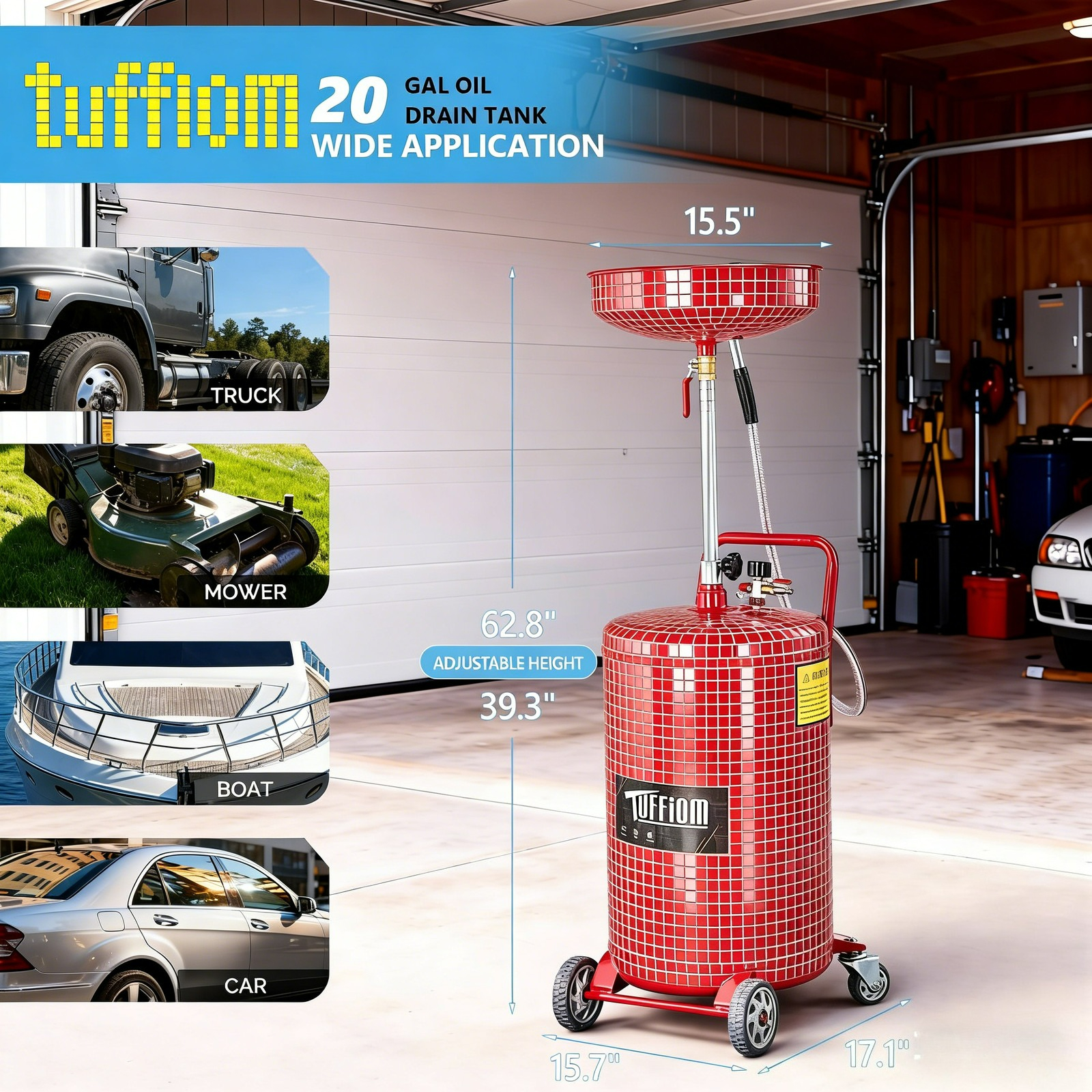 20 Gal Portable Auto Lift Wast – Oil Drain Tank Bewertung und Preis