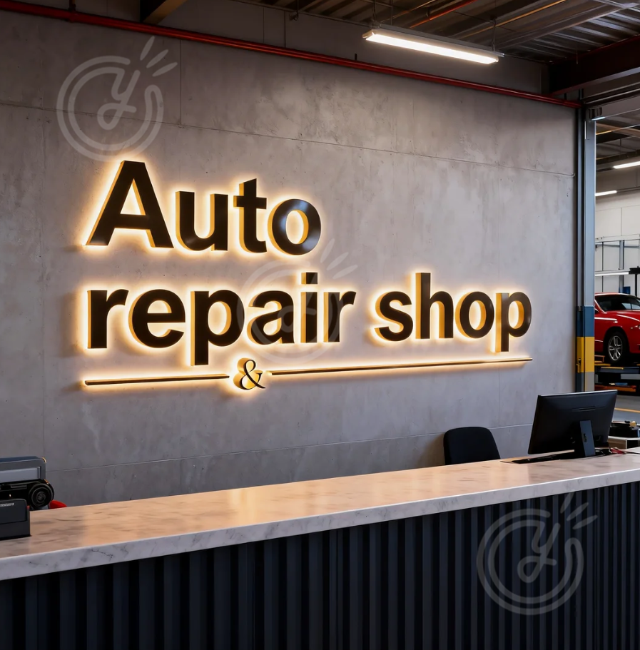 Auto Repair Shop Custom 3D Met – Auto Repair Shop Logo Bewertung und Preis